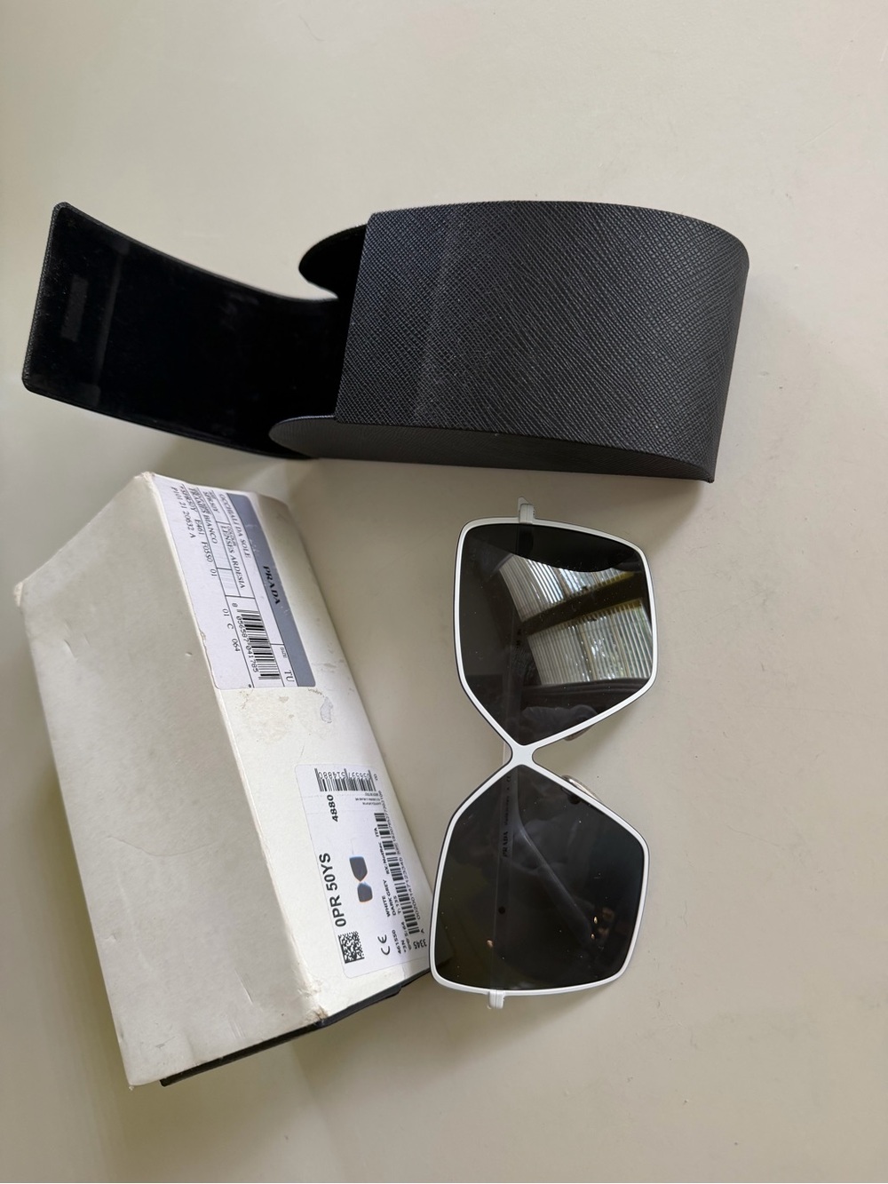 Prada White Frame Sunglasses. NIB